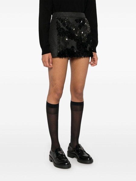 sequined mélange-effect mini skirt