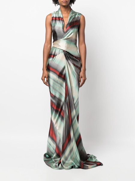 sleeveless long wrap gown dress