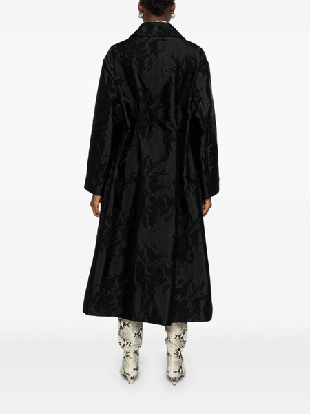 floral-jacquard coat