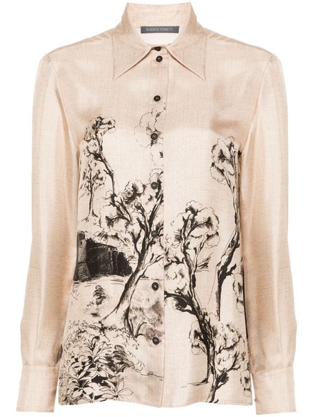 graphic-print silk shirt