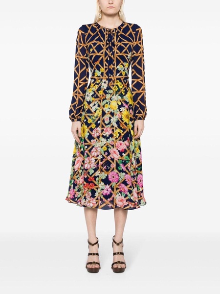 Garland lattice-print georgette dress