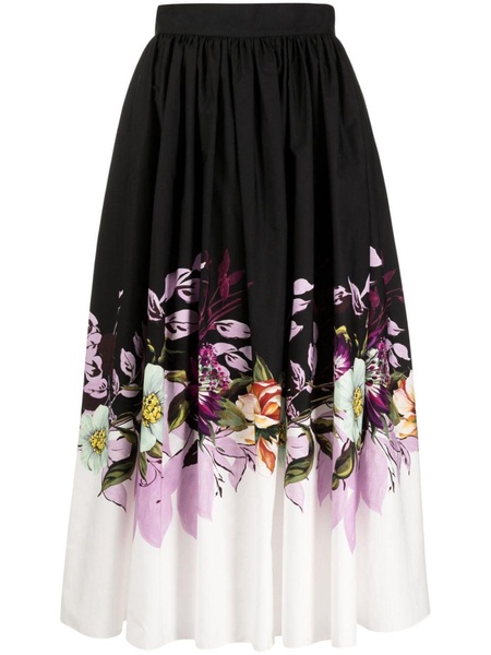 floral-print poplin organic cotton skirt