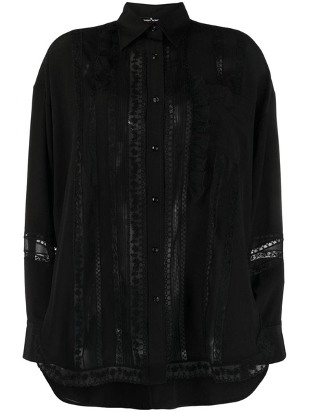 lace-panel button-up blouse