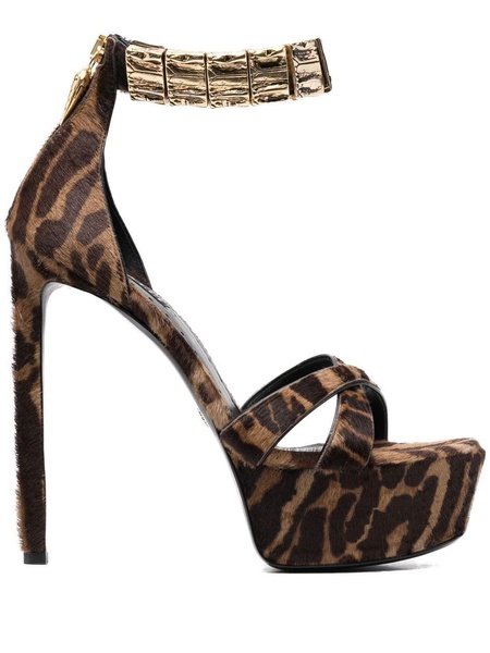 tiger-print platform sandals