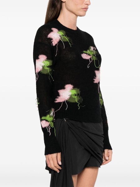 intarsia-flower sweater