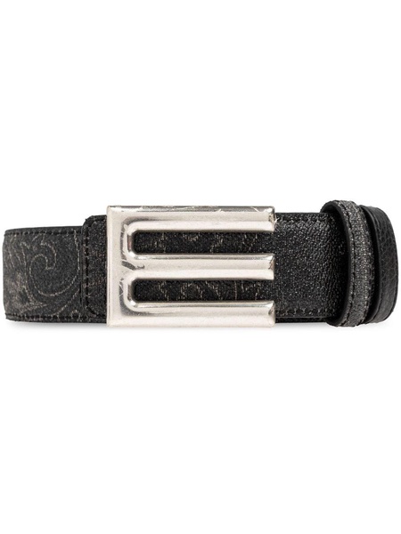 logo-buckle reversible belt