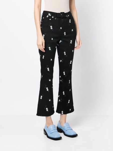 cropped floral-print trousers