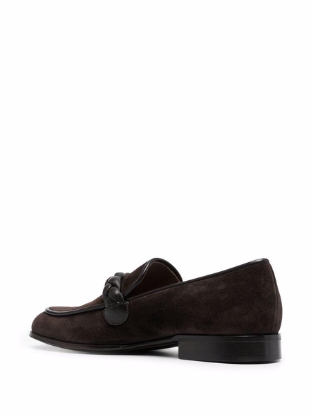 Massimo braid-embellished suede loafers