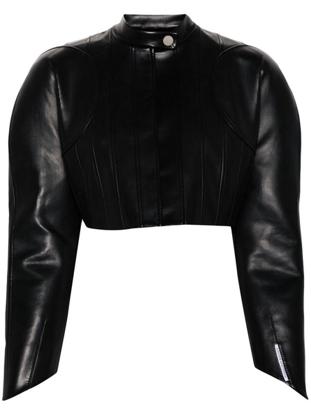 shoulder-pads cropped biker jakcet