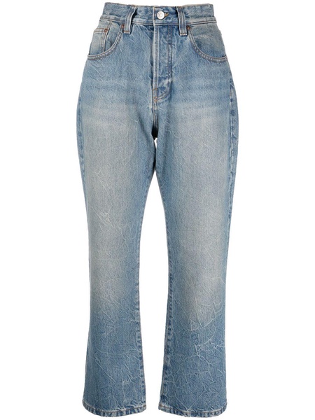 high-rise washed cropped jeans