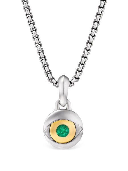 sterling silver Evil Eye emerald amulet