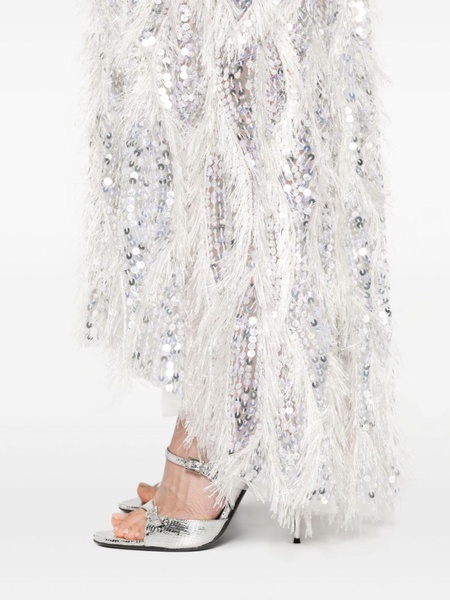 sequined fringed maxi skirt