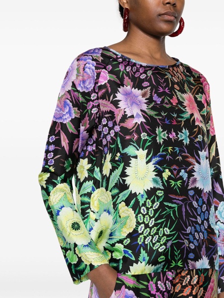 floral-print silk blouse