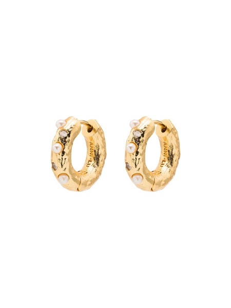 18kt gold-plated pearl-embellished hoop earrings