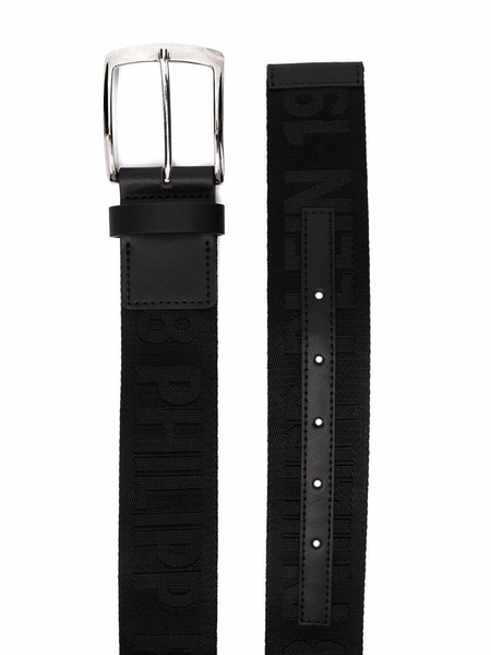 logo-print leather belt 