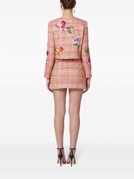 floral-embroidered tweed jacket