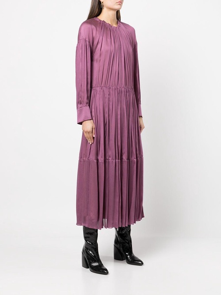 shirred-neck long-sleeved dress