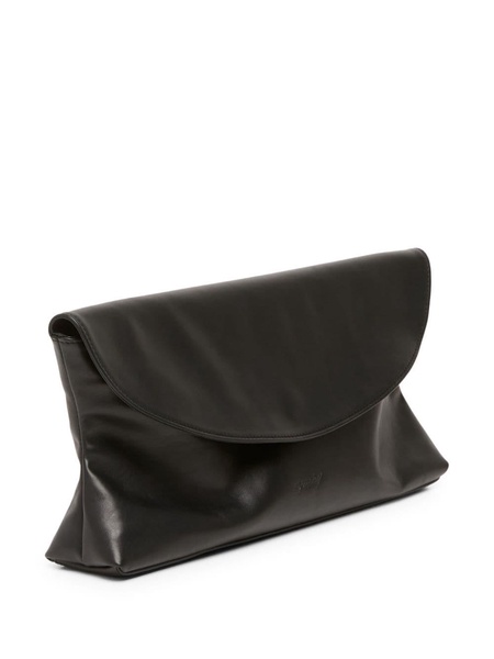 logo-debossed leather clutch bag