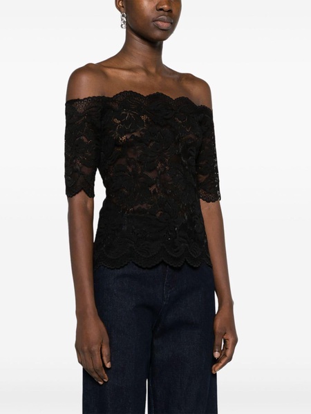 bardot-collar lace top