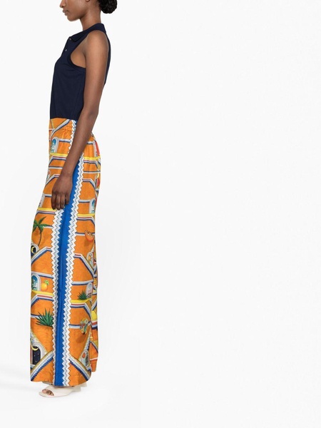 graphic-print wide-leg trousers