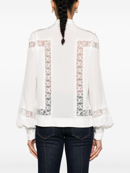 floral-lace silk shirt