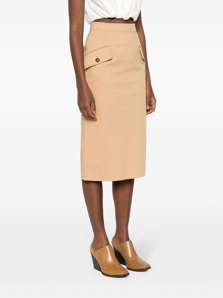 flap-pocket midi skirt