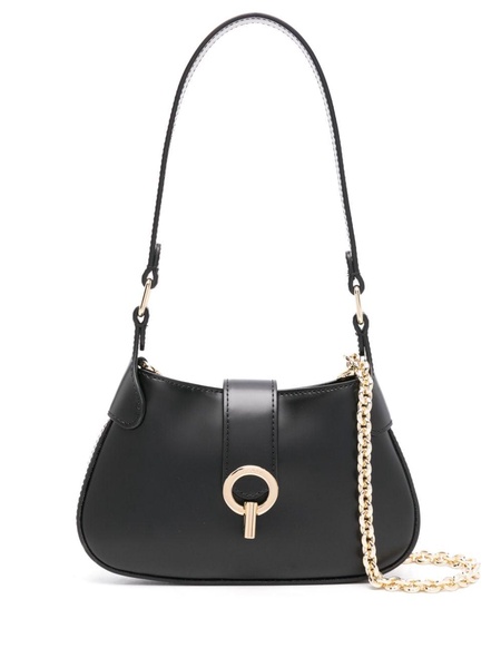 foldover-top leather shoulder bag