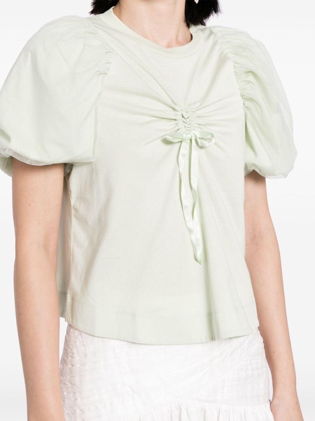 ruched puff-sleeve blouse