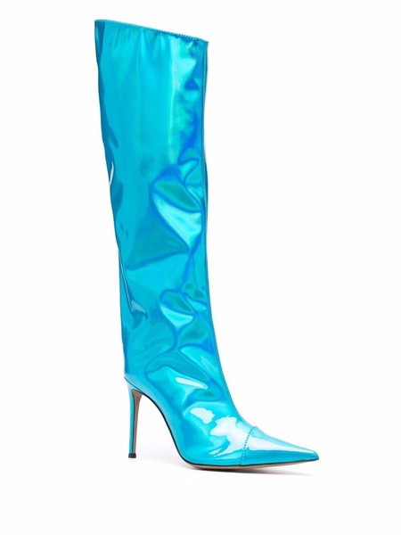 metallic pointed-toe boots