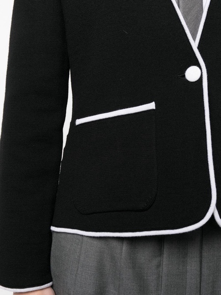 contrasting-trim collarless jacket