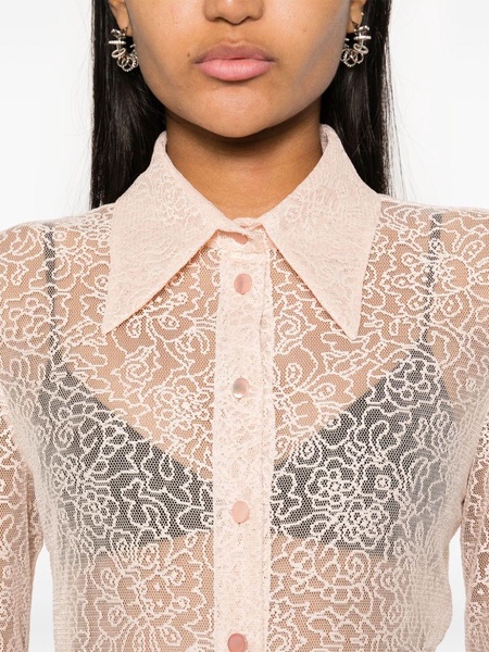 floral-lace sheer shirt