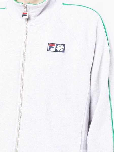 logo-patch cotton zipper sweatshirt