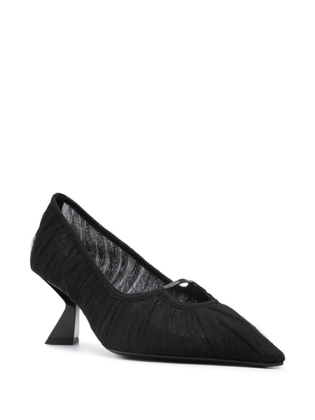 75mm sculpted-heel tulle pumps