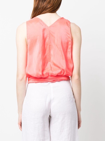 sleeveless silk wrap blouse