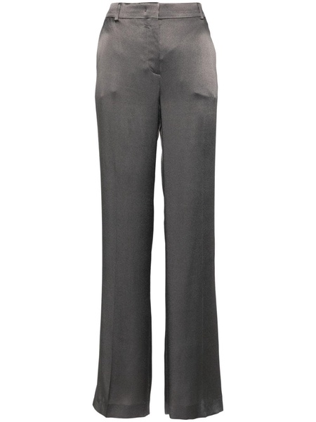 pressed-crease satin trousers