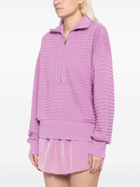 Tara pointelle half-zip jumper