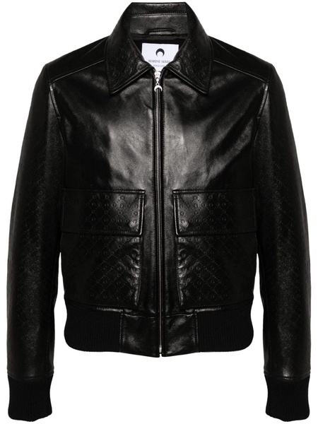 embossed leather aviator jacket