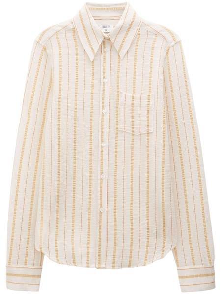 seersucker striped organic cotton-blend shirt