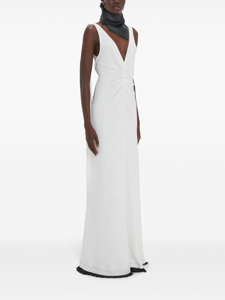 gathered-detail V-neck gown