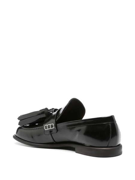 Black Tasselled Leather Loafers