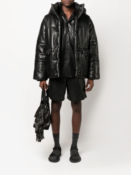 Hide faux-leather puffer jacket