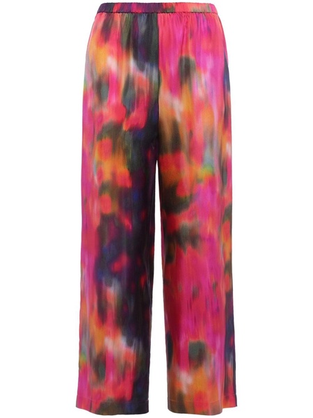 abstract-pattern silk trousers