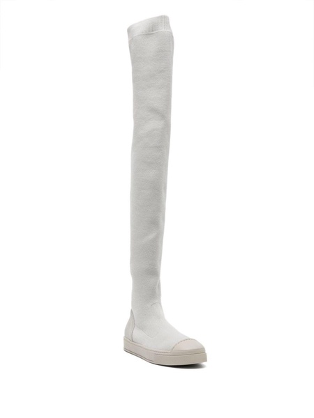 thigh-high canvas boots