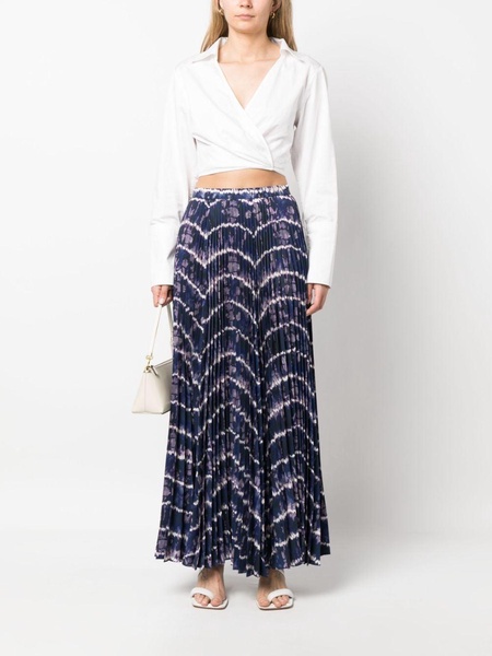 graphic-print pleated long skirt