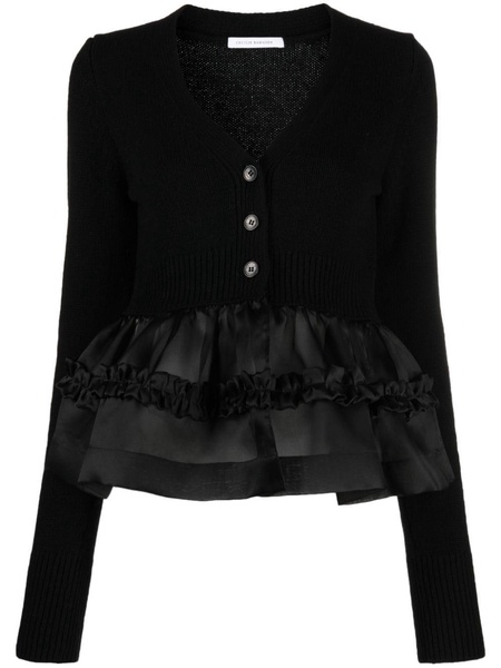 ruffle-hem button-up jumper