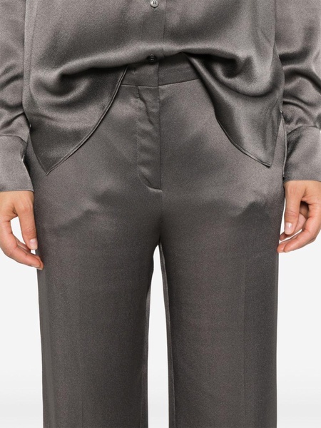 pressed-crease satin trousers