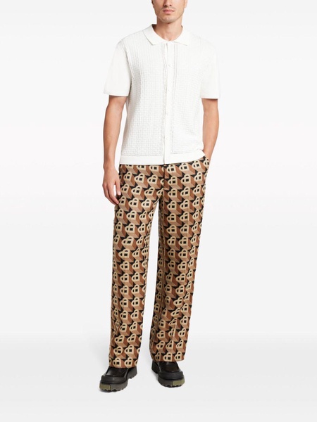 Heart jacquard straight-leg trousers