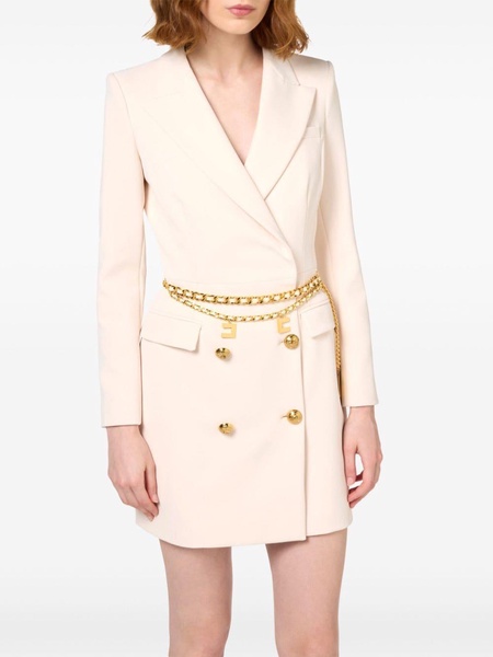 belted crêpe blazer dress