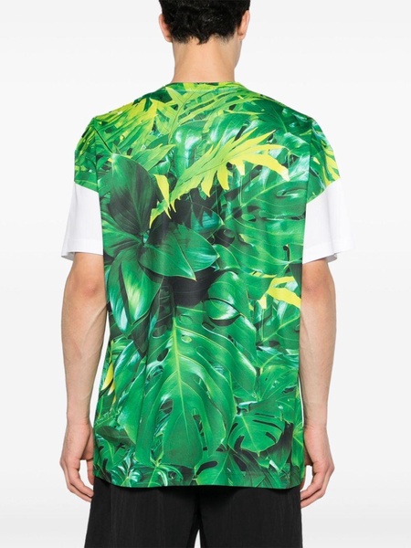 Leaves-print crew-neck T-shirt