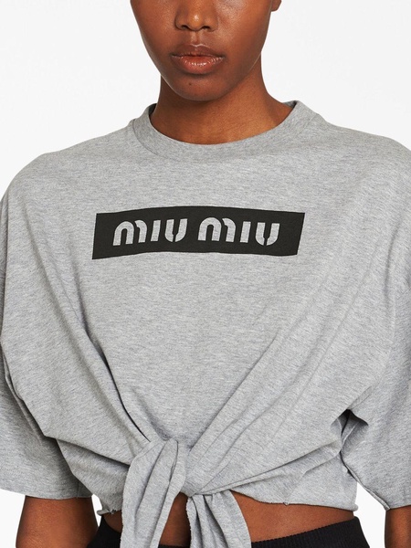 logo-print cropped cotton T-shirt